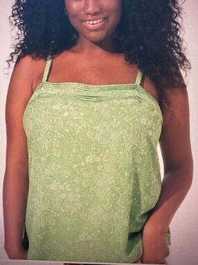 Torrid Lime Green Floral Square-Neck Cami Tank Top